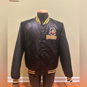 Vintage Chalk line Pittsburgh Pirates Black Bomber Satin Jacket Size Large